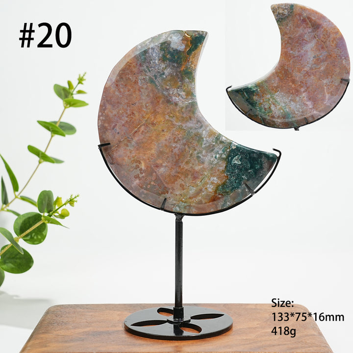 Unique,A Slightly Imperfect Natural Ocean Jasper Moon Carving