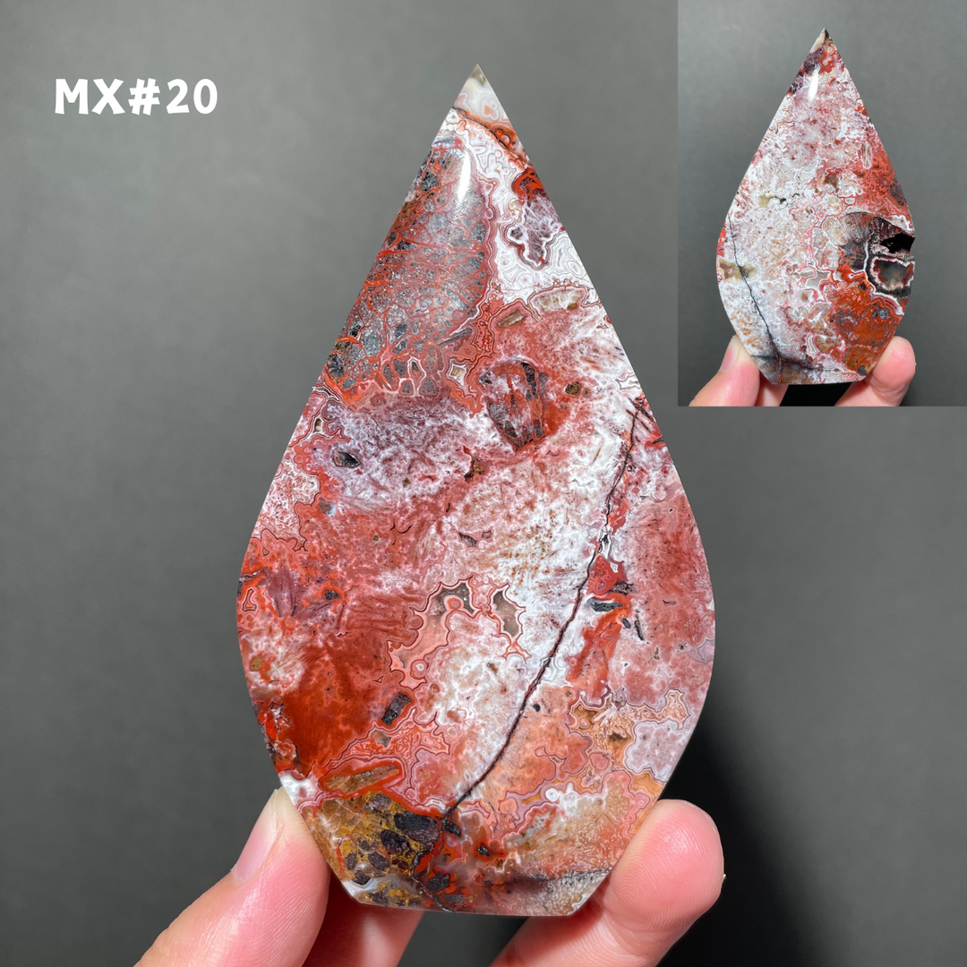 Unique, Mexican Crazy Lace Agate Teardrop