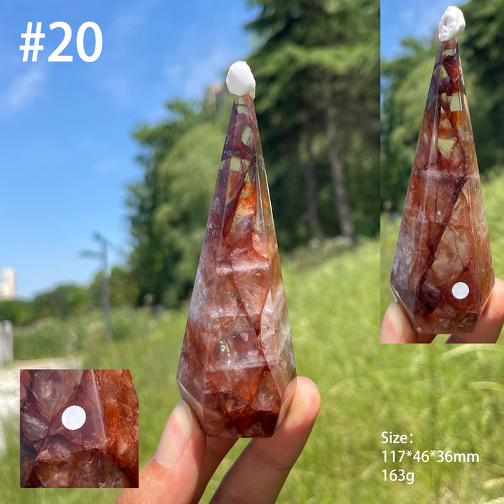 Unique,A Slightly Imperfect Natural Fire Quartz Diamond Tower