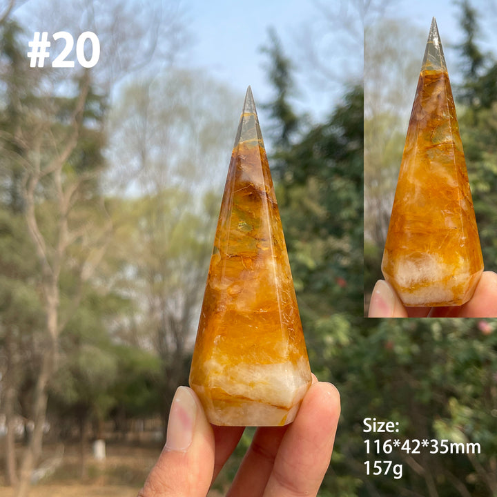 Unique,Natural Crystal Golden Healer Diamond Tower