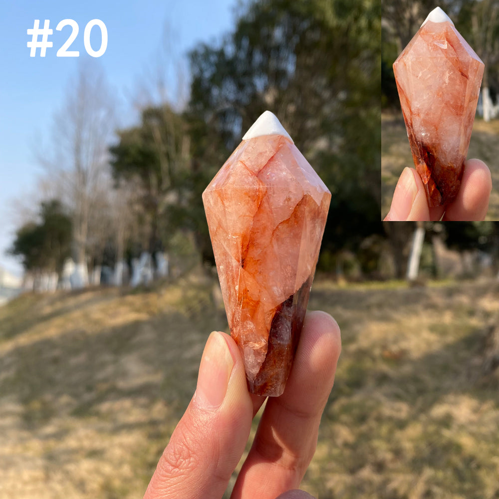 Unique,Natural Crystal Fire Quartz Wand