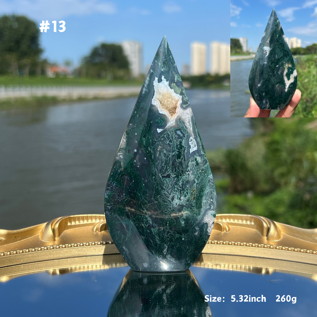 Unique,Moss Agate Teardrop