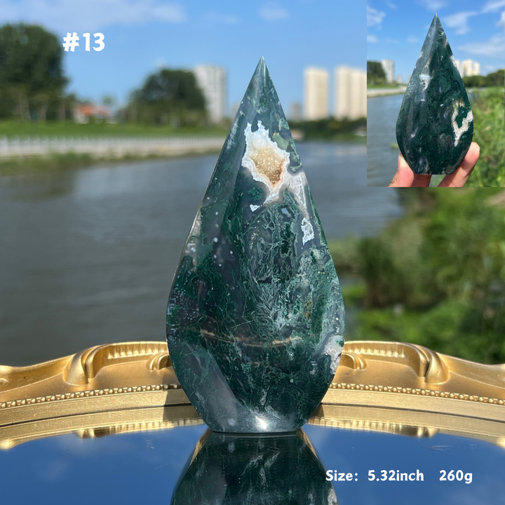 Unique,Moss Agate Teardrop