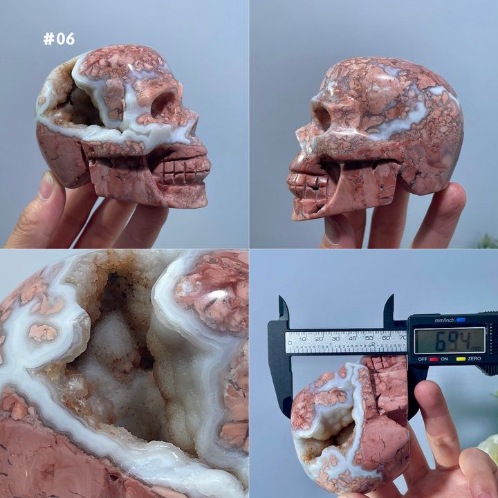 Unique, Pink Agate Skull
