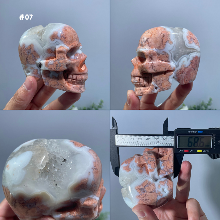 Unique, Pink Agate Skull