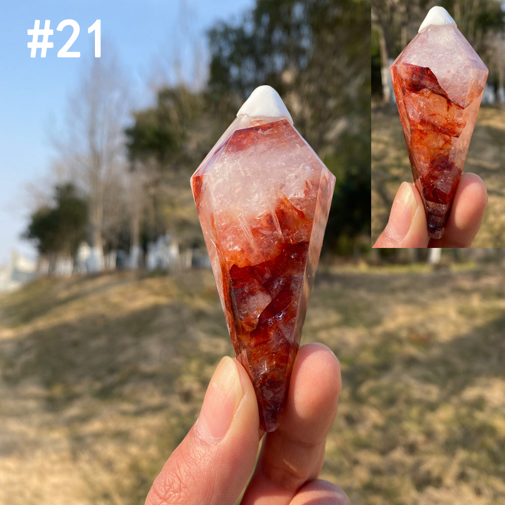 Unique,Natural Crystal Fire Quartz Wand