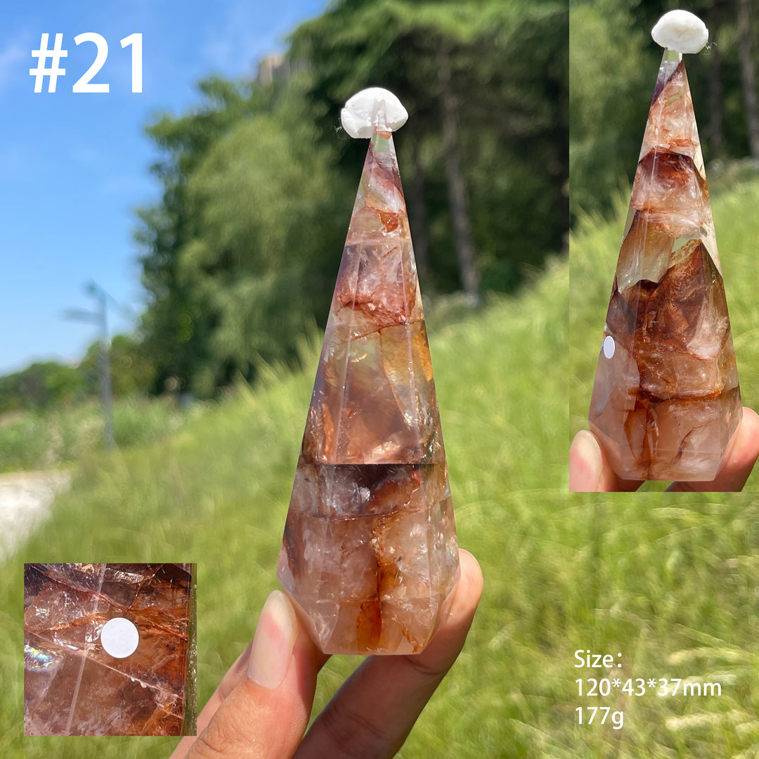 Unique,A Slightly Imperfect Natural Fire Quartz Diamond Tower