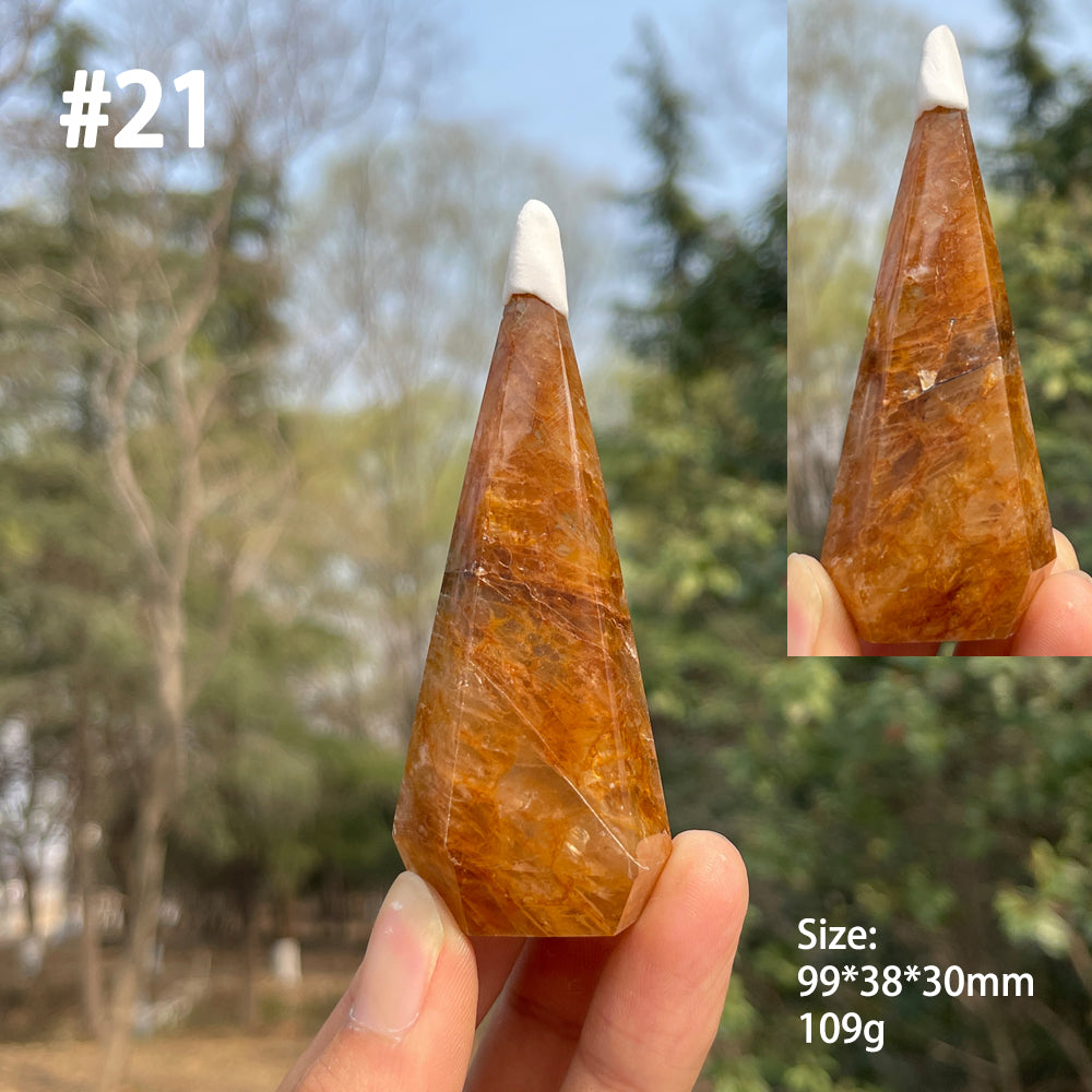 Unique,Natural Crystal Golden Healer Diamond Tower