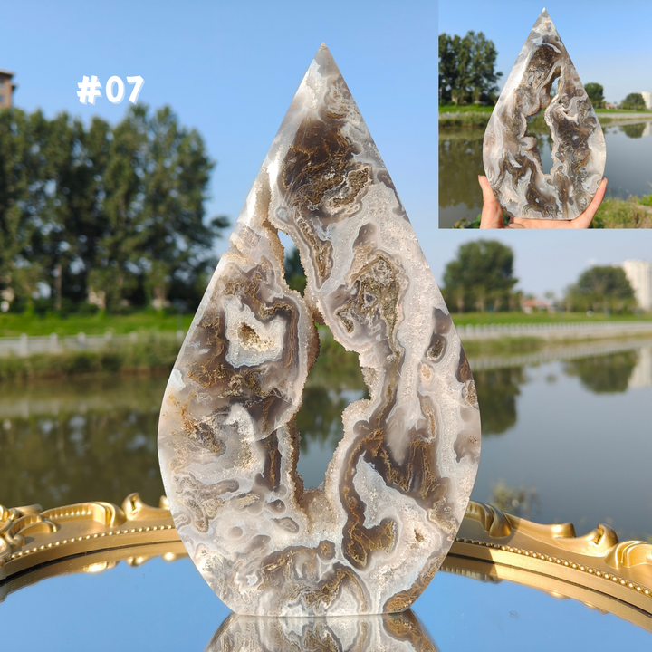 Unique,Moss Agate Teardrop
