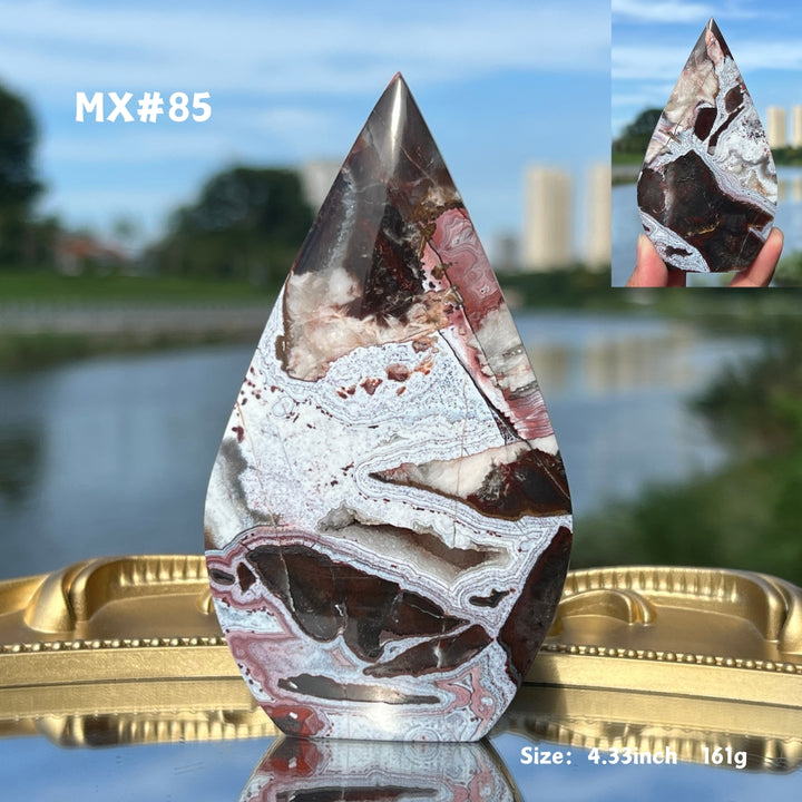 Unique, Mexican Crazy Lace Agate Teardrop