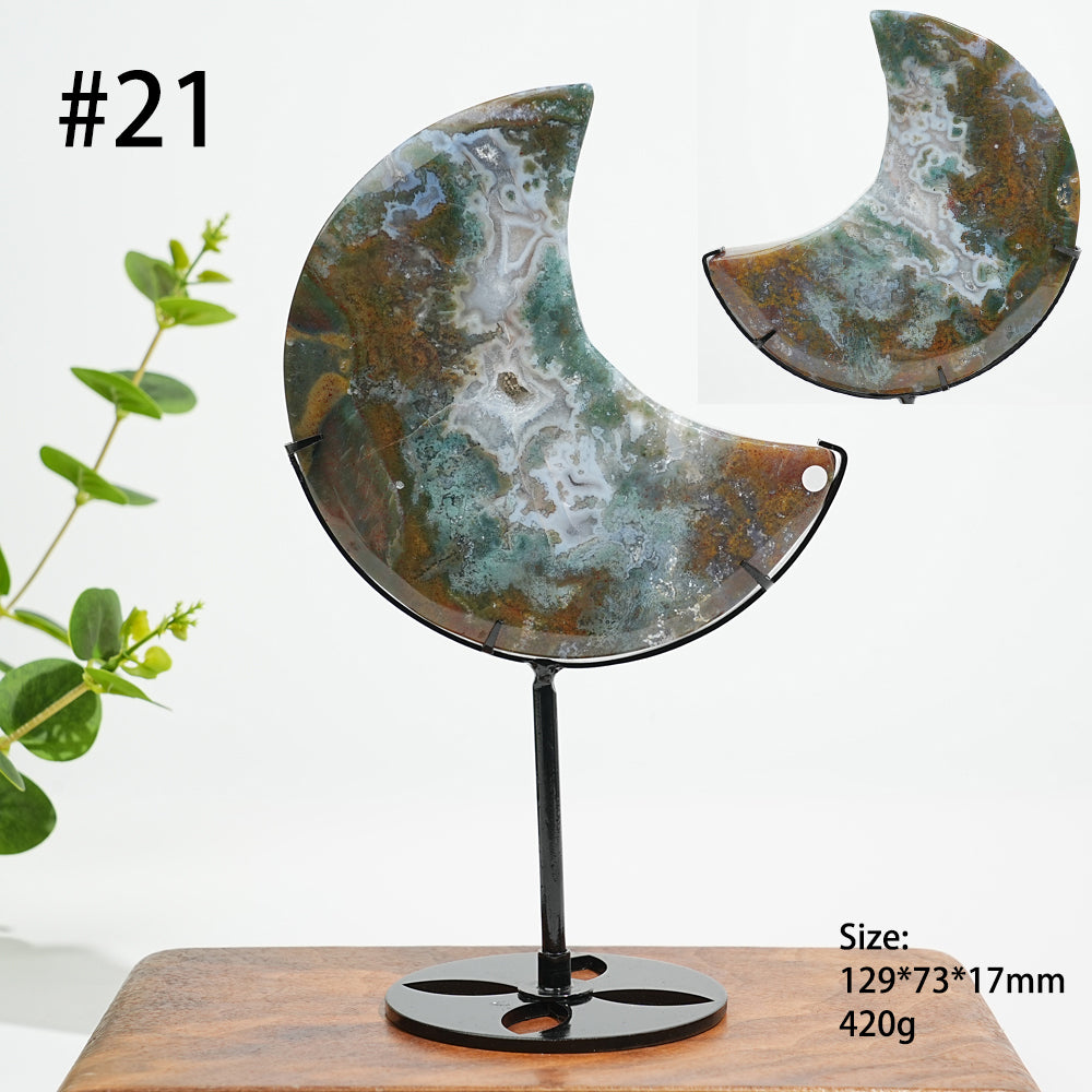 Unique,A Slightly Imperfect Natural Ocean Jasper Moon Carving