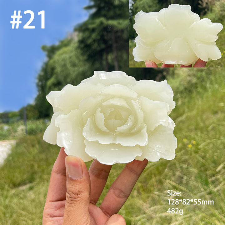 Unique,Natural Crystal Afghanistan Jade Peony Carving