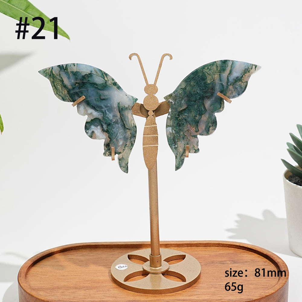 Unique,A Slightly Imperfect Natural Moss Agate Butterfly Wing Display
