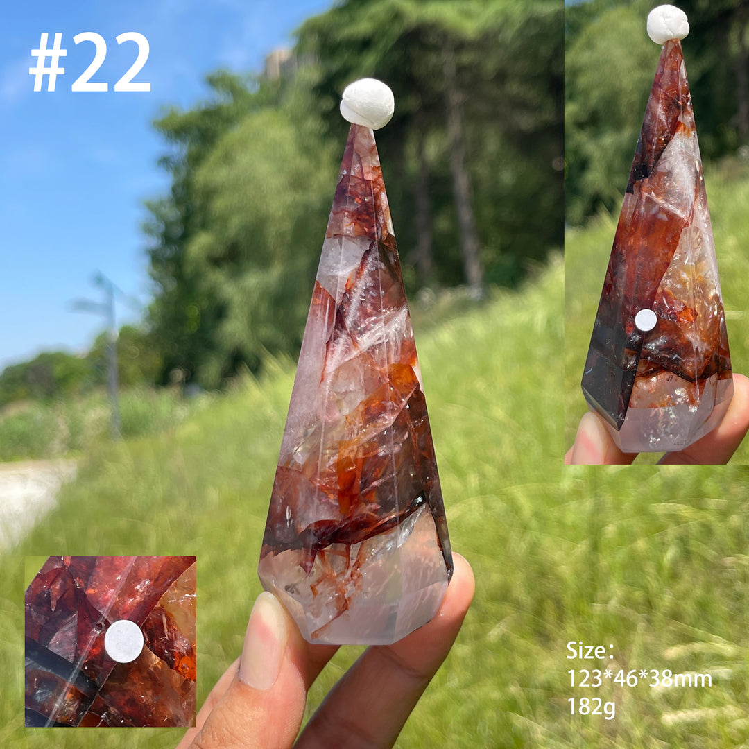 Unique,A Slightly Imperfect Natural Fire Quartz Diamond Tower