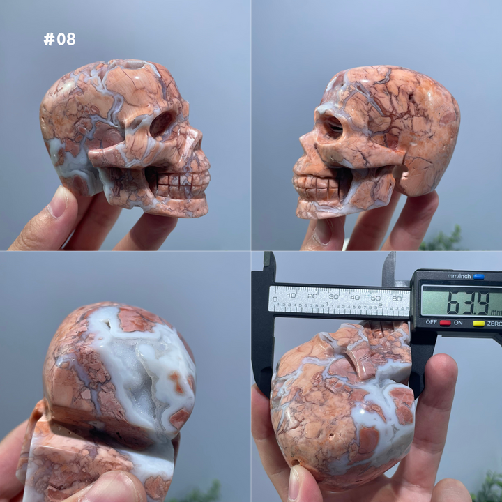 Unique, Pink Agate Skull