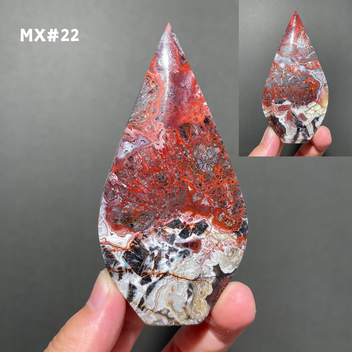Unique, Mexican Crazy Lace Agate Teardrop