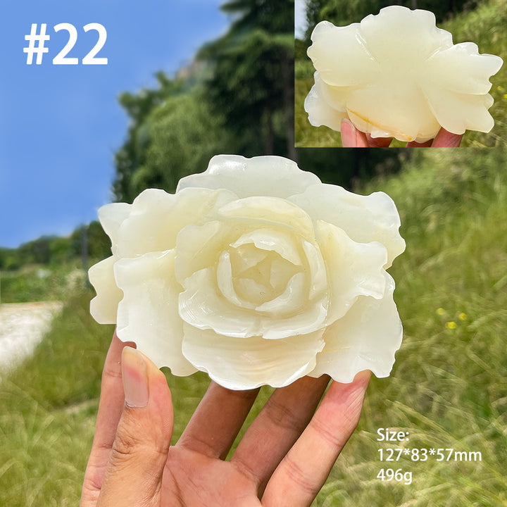 Unique,Natural Crystal Afghanistan Jade Peony Carving