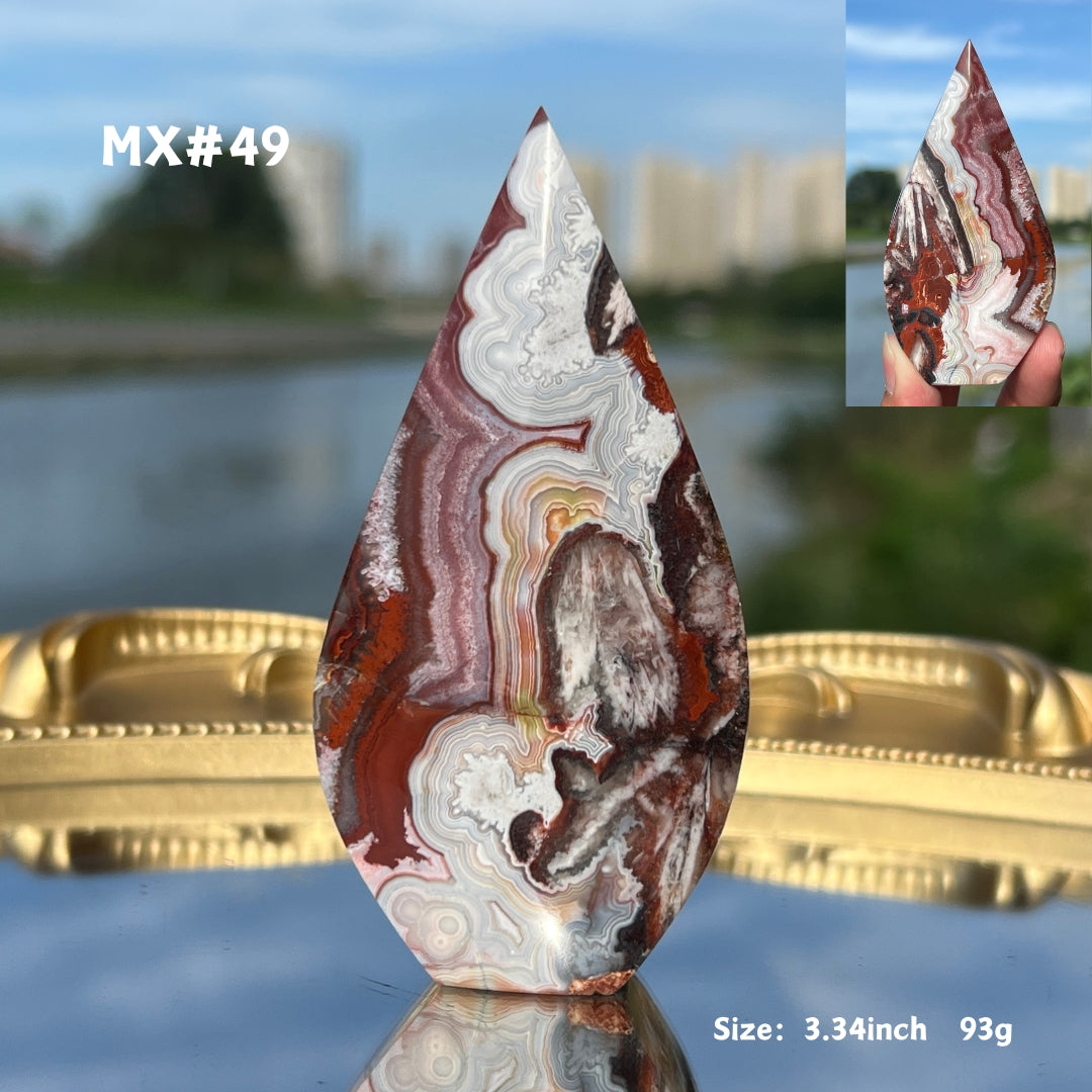 Unique, Mexican Crazy Lace Agate Teardrop
