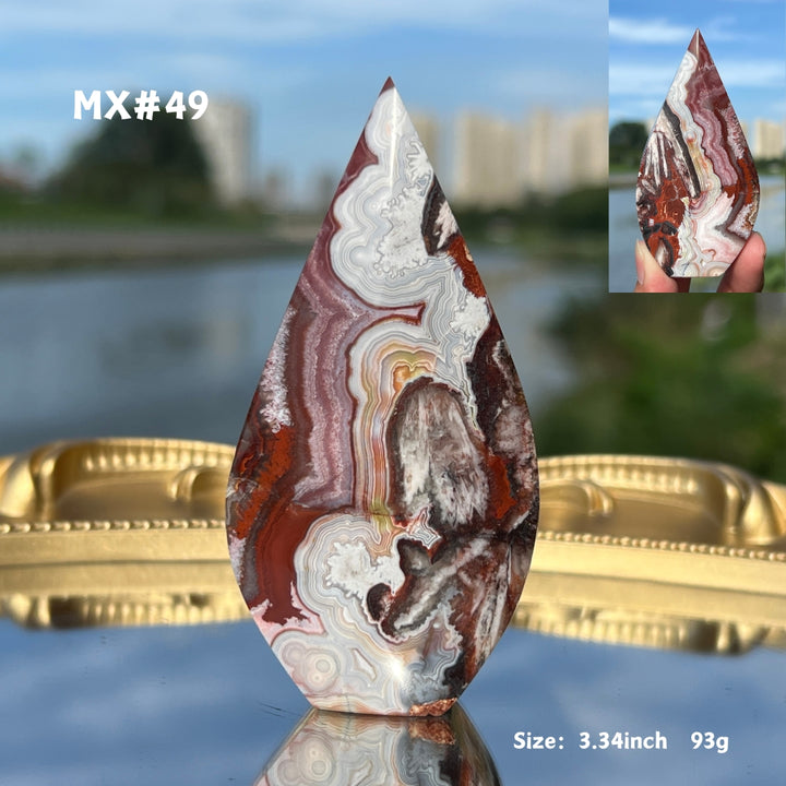 Unique, Mexican Crazy Lace Agate Teardrop