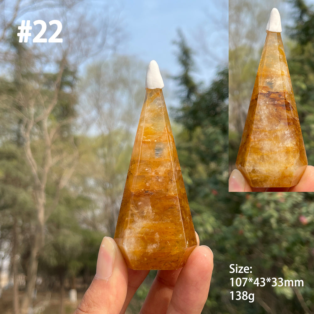 Unique,Natural Crystal Golden Healer Diamond Tower