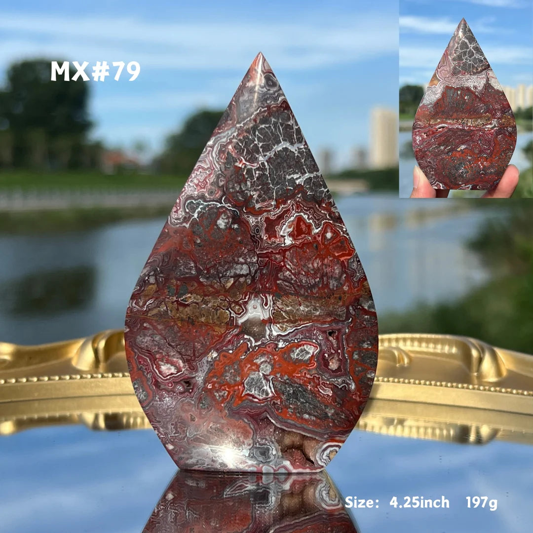 Unique, Mexican Crazy Lace Agate Teardrop