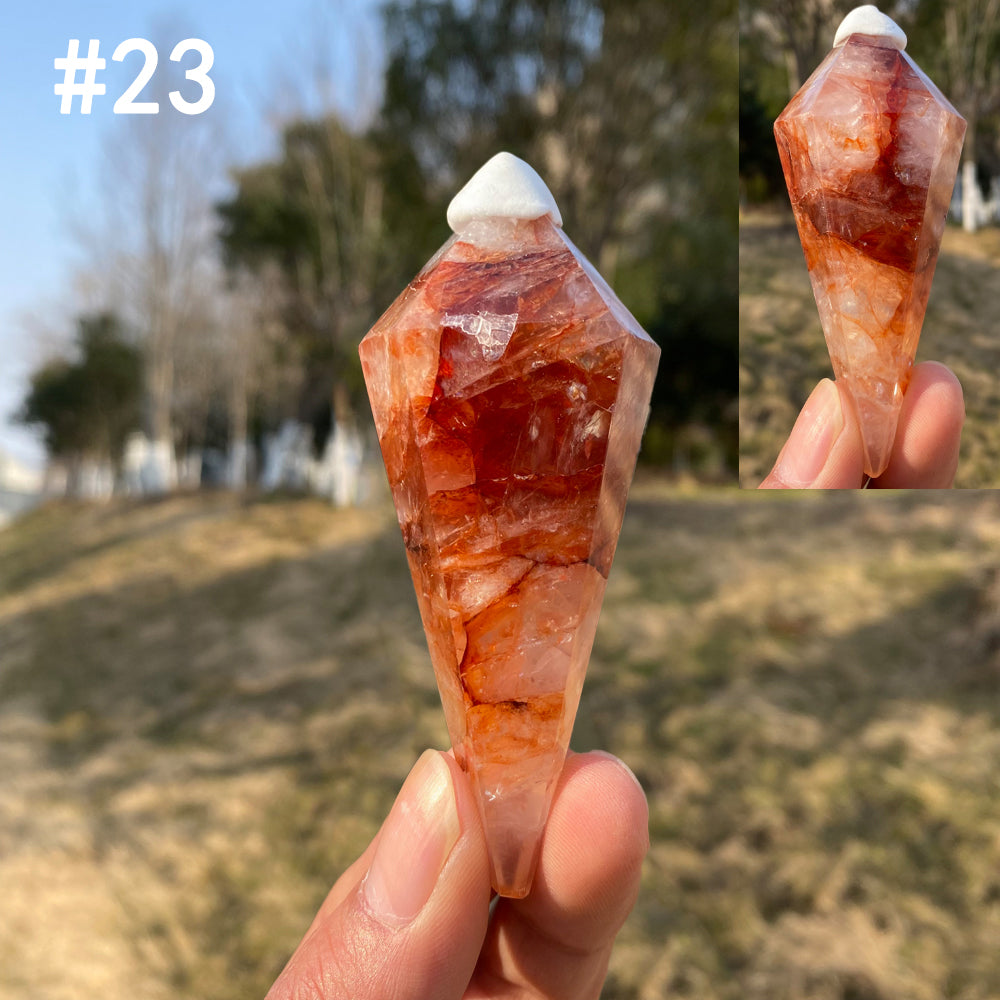 Unique,Natural Crystal Fire Quartz Wand