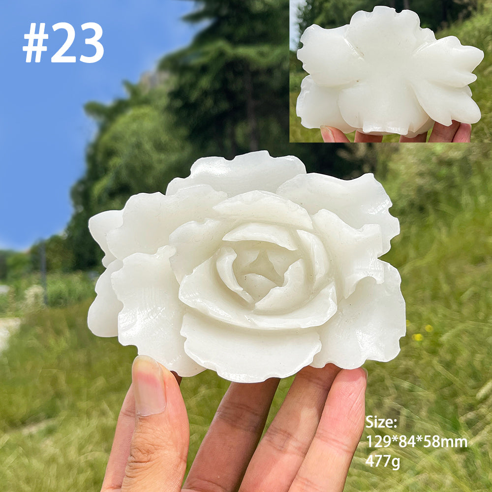 Unique,Natural Crystal Afghanistan Jade Peony Carving