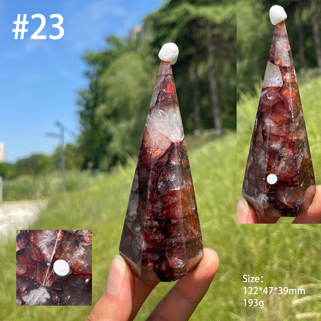 Unique,A Slightly Imperfect Natural Fire Quartz Diamond Tower