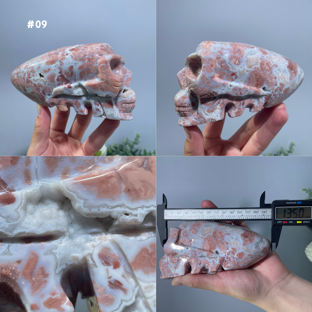 Unique, Pink Agate Skull