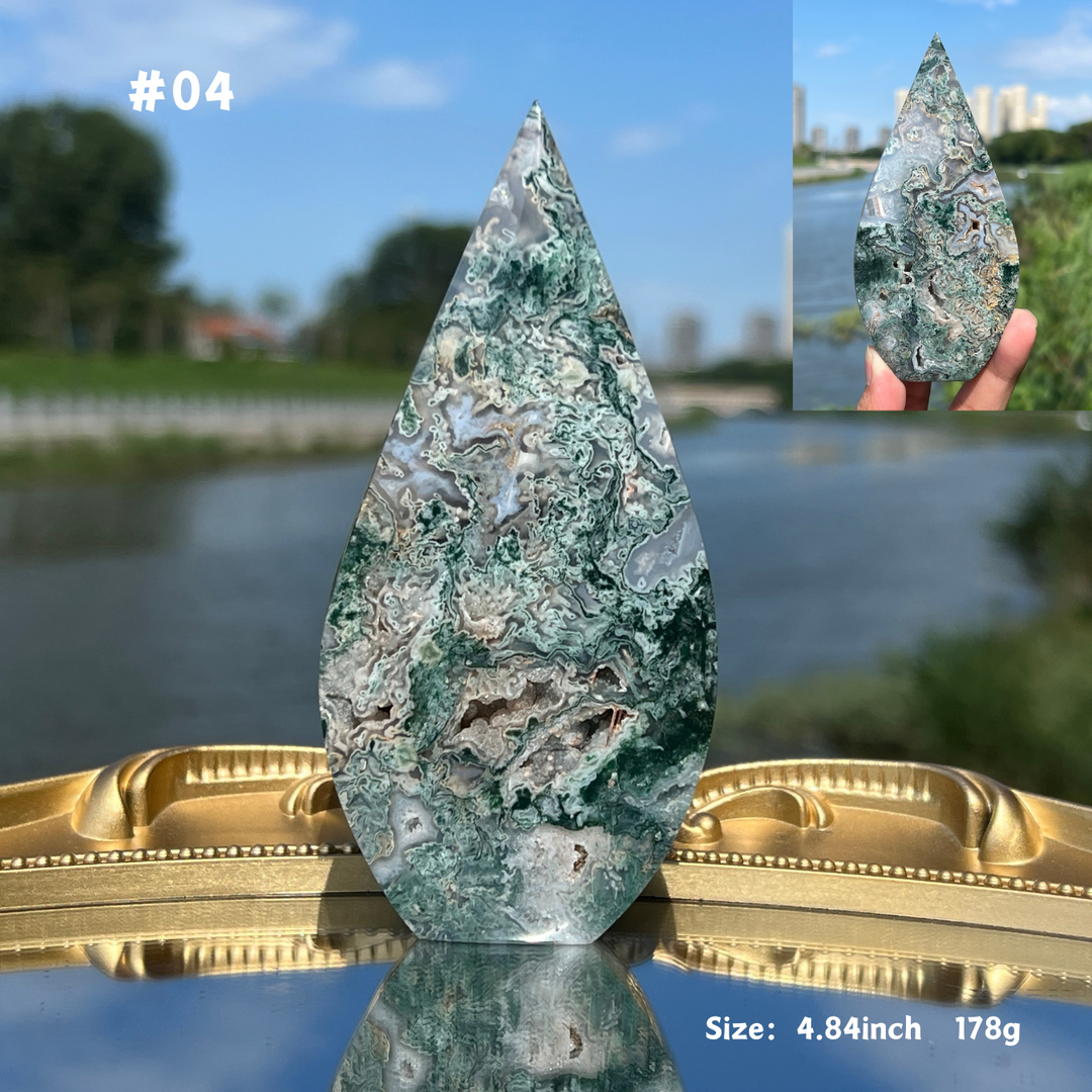 Unique,Moss Agate Teardrop