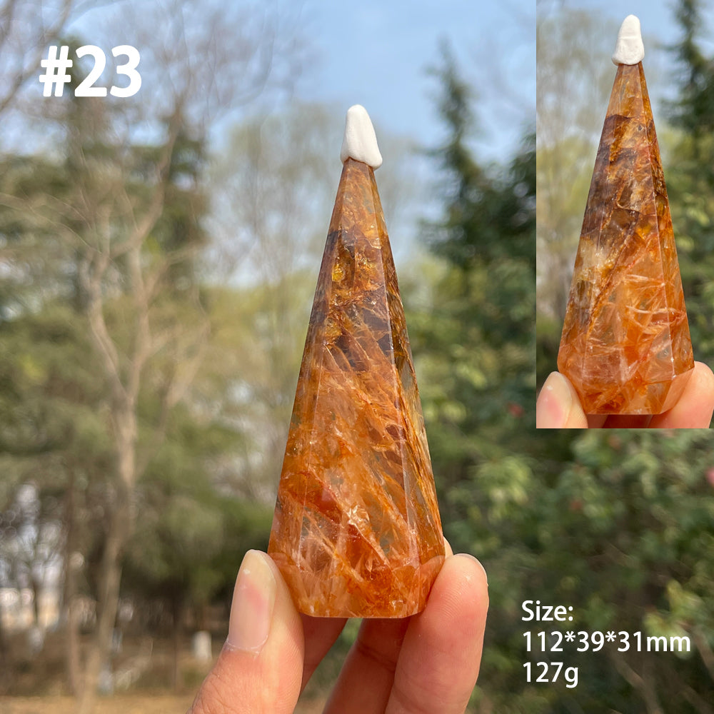 Unique,Natural Crystal Golden Healer Diamond Tower