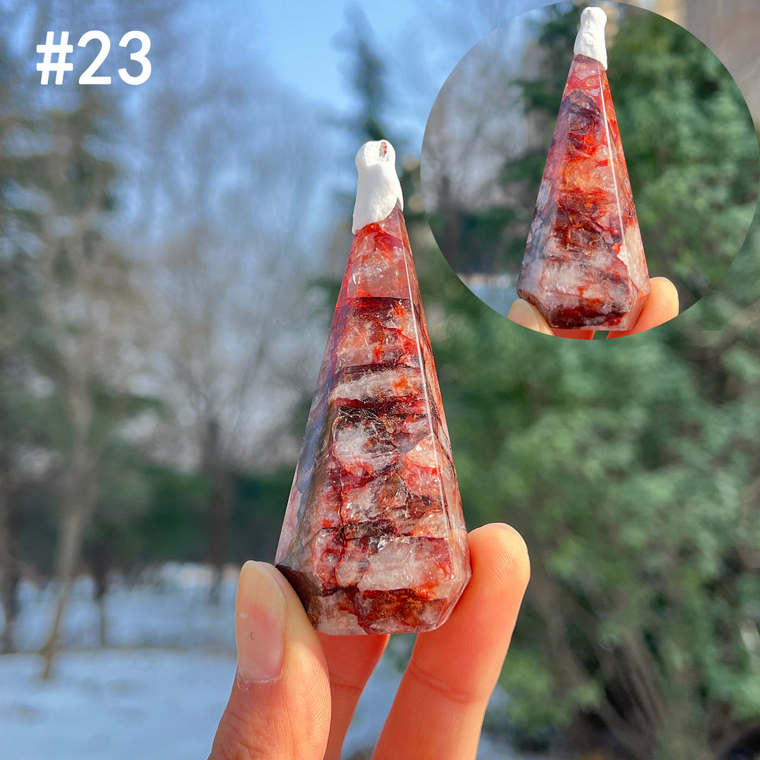 Unique,Natural Crystal Fire Quartz Diamond Tower