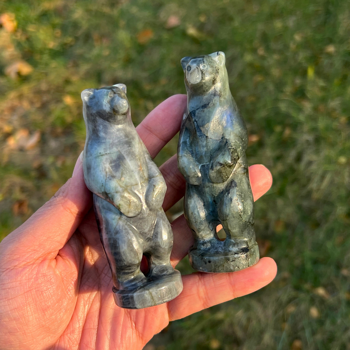 Natural Labradorite Standing Bear