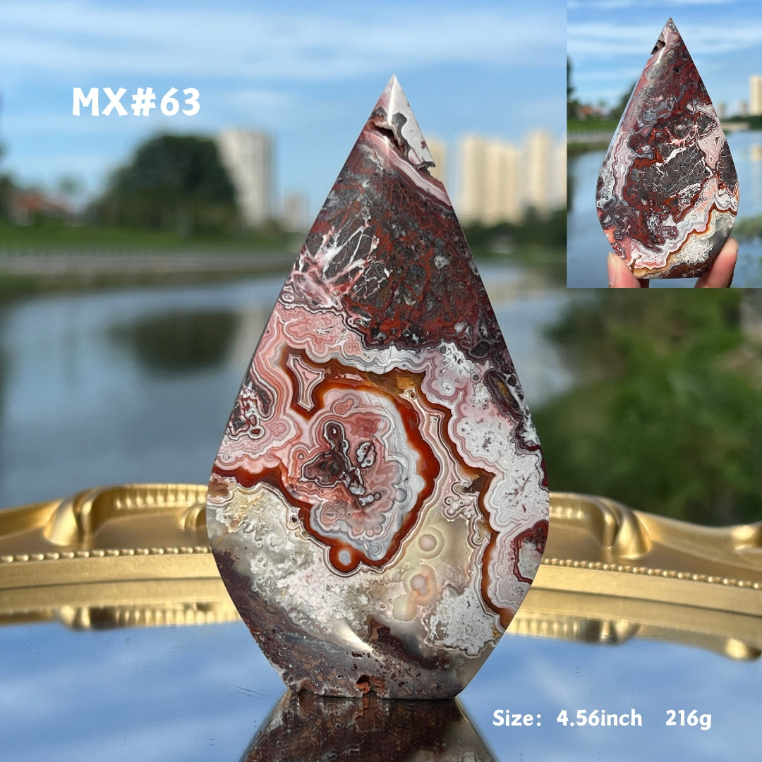 Unique, Mexican Crazy Lace Agate Teardrop