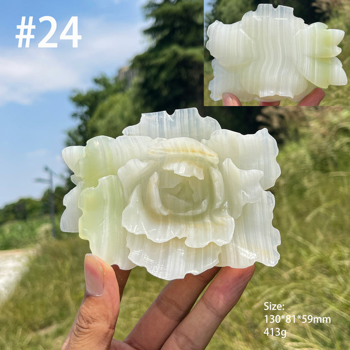 Unique,Natural Crystal Afghanistan Jade Peony Carving