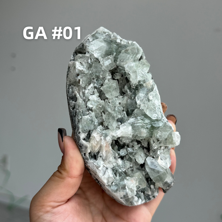 Unique, Sugar Druzy Apophyllite Cluster with Stilbite and Chlorite