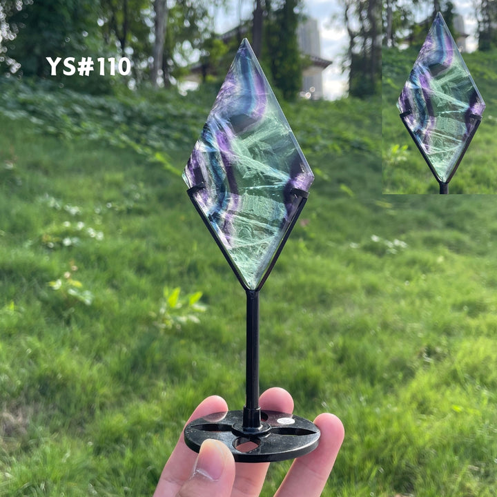 Unique,Rainbow Fluorite Diamond Slice