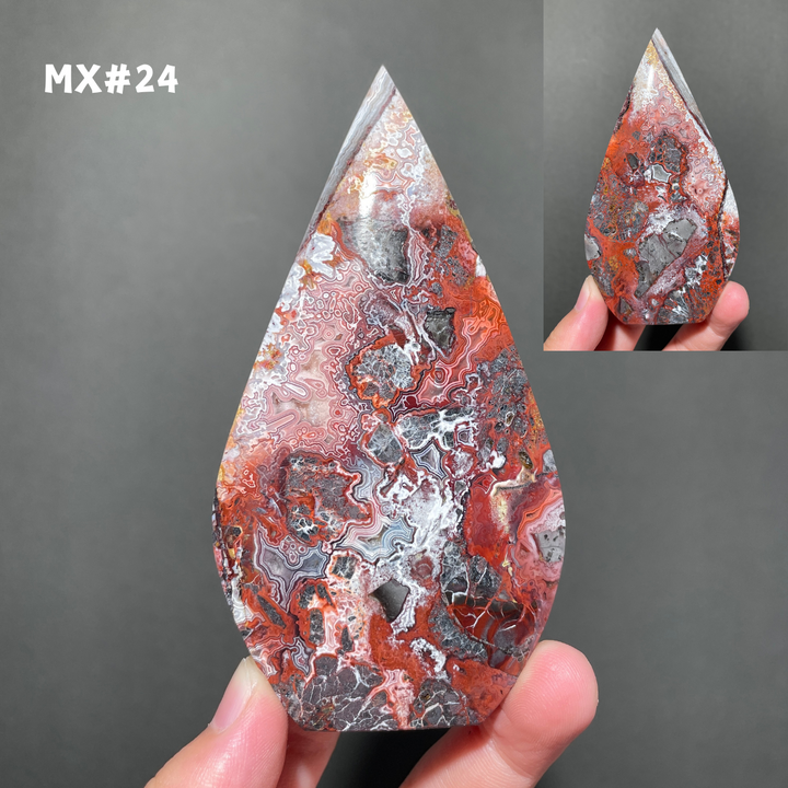 Unique, Mexican Crazy Lace Agate Teardrop