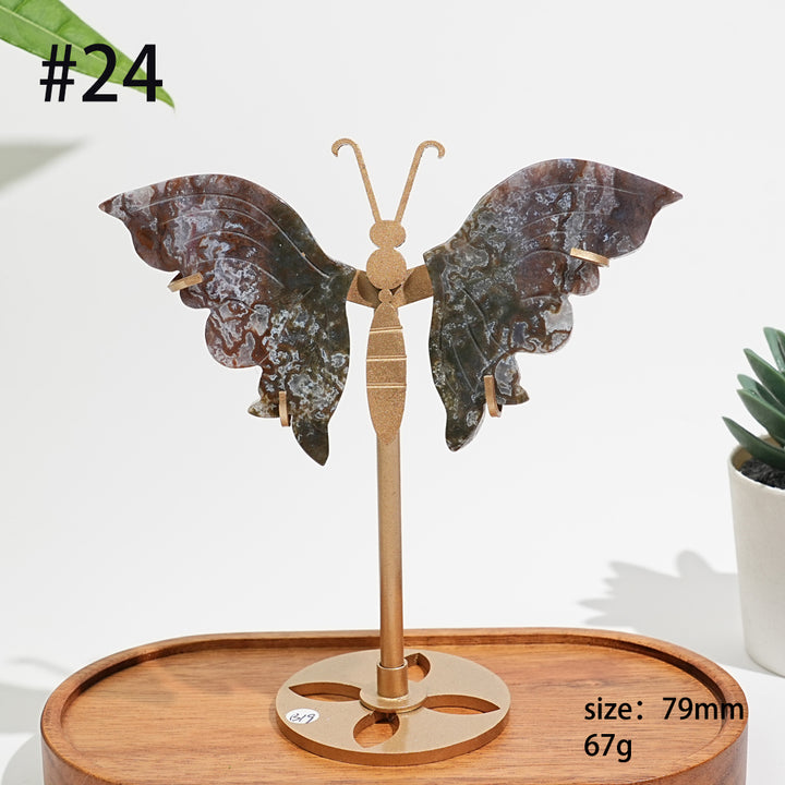 Unique,A Slightly Imperfect Natural Moss Agate Butterfly Wing Display