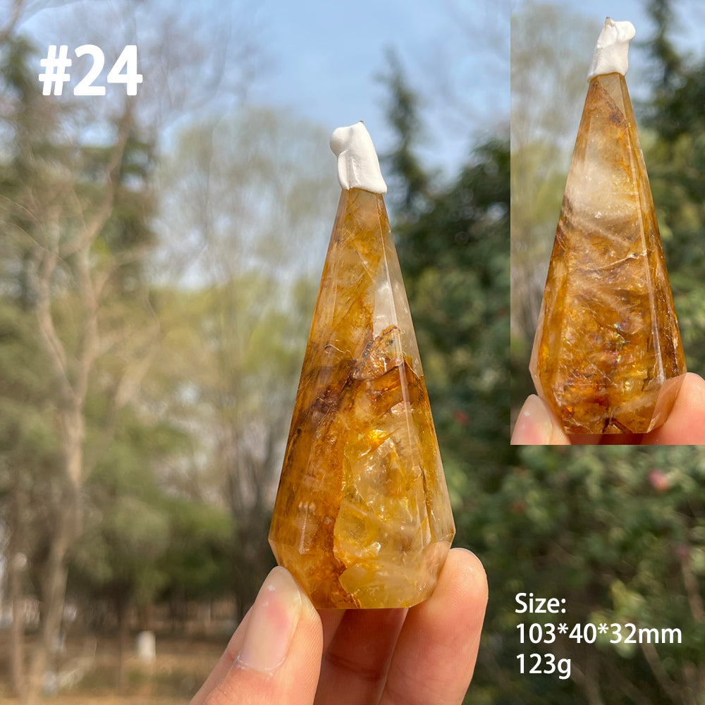 Unique,Natural Crystal Golden Healer Diamond Tower