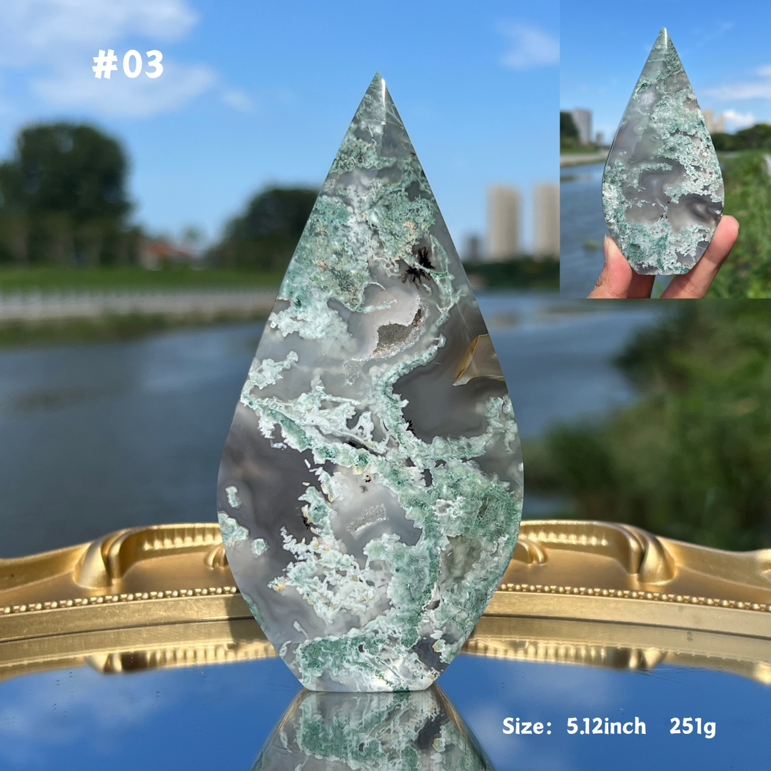 Unique,Moss Agate Teardrop