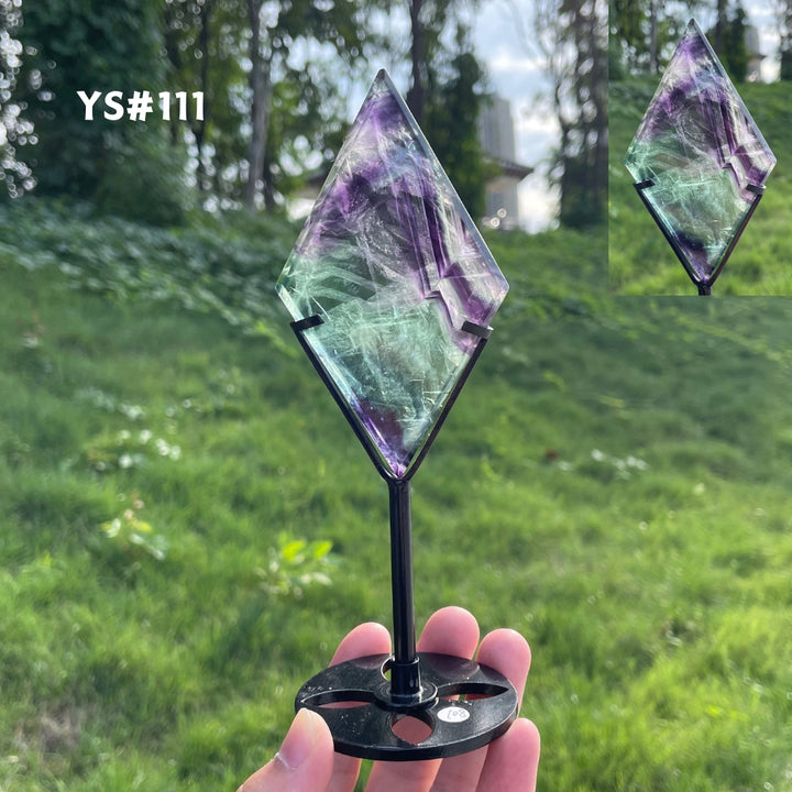 Unique,Rainbow Fluorite Diamond Slice