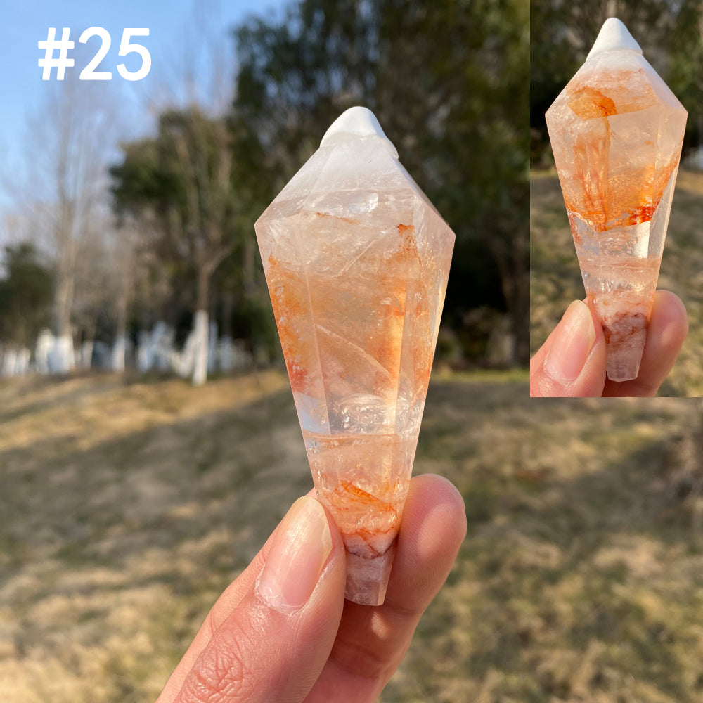 Unique,Natural Crystal Fire Quartz Wand