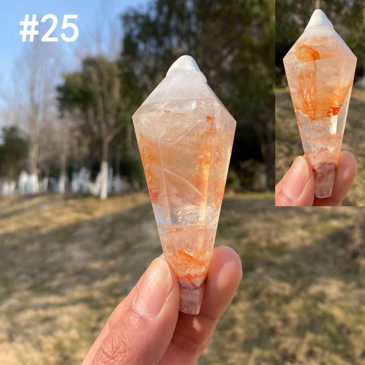 Unique,Natural Crystal Fire Quartz Wand