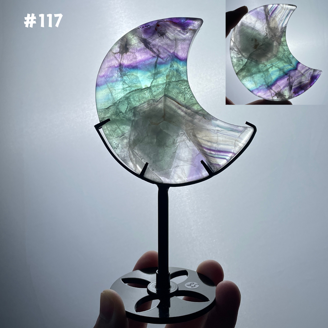 Unique,Rainbow Fluorite Moon