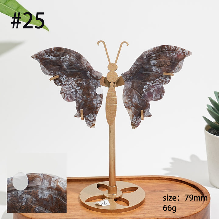 Unique,A Slightly Imperfect Natural Moss Agate Butterfly Wing Display
