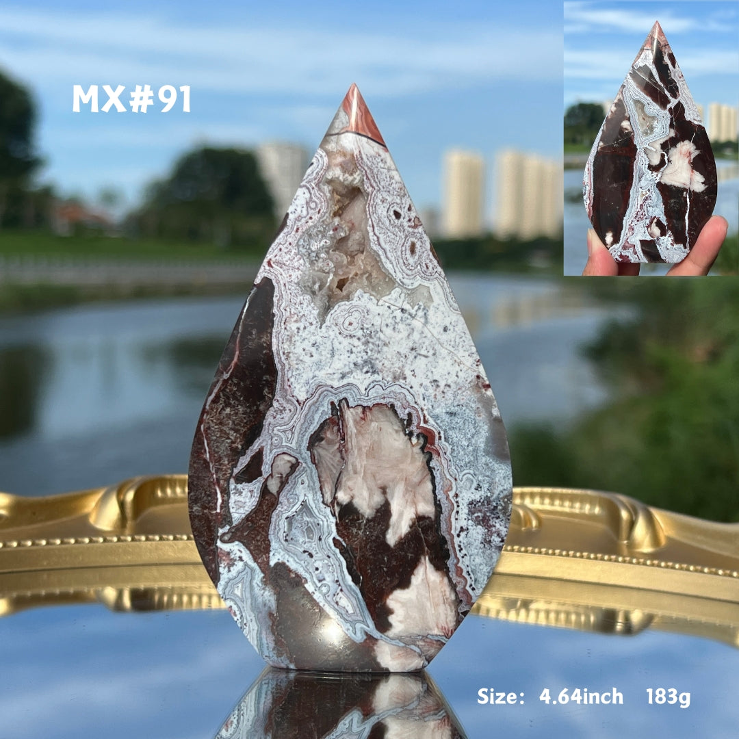 Unique, Mexican Crazy Lace Agate Teardrop