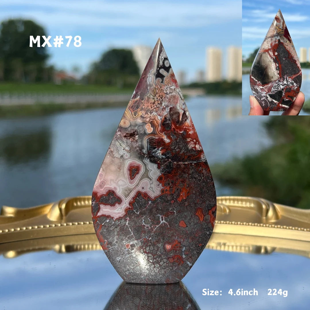 Unique, Mexican Crazy Lace Agate Teardrop