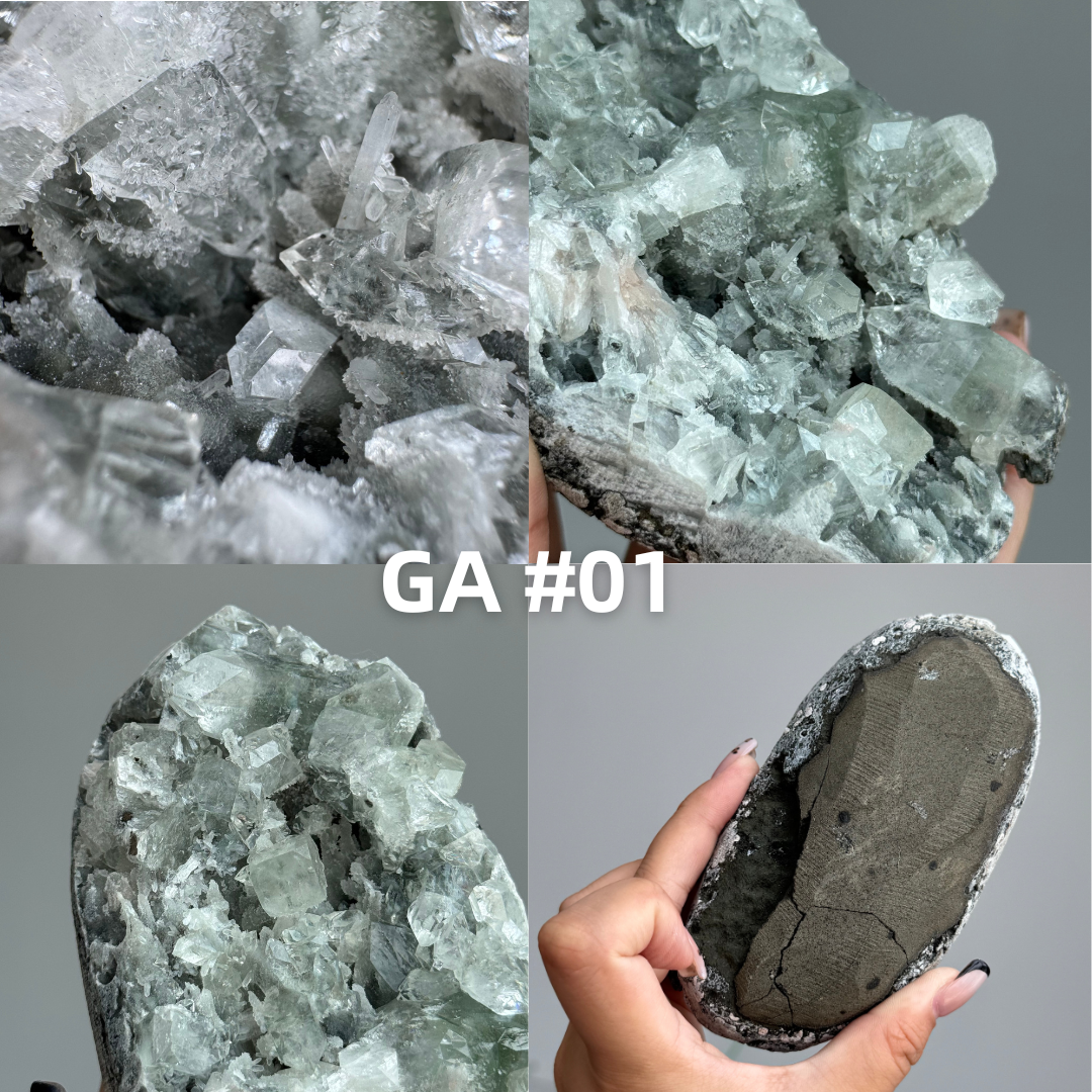 Unique, Sugar Druzy Apophyllite Cluster with Stilbite and Chlorite
