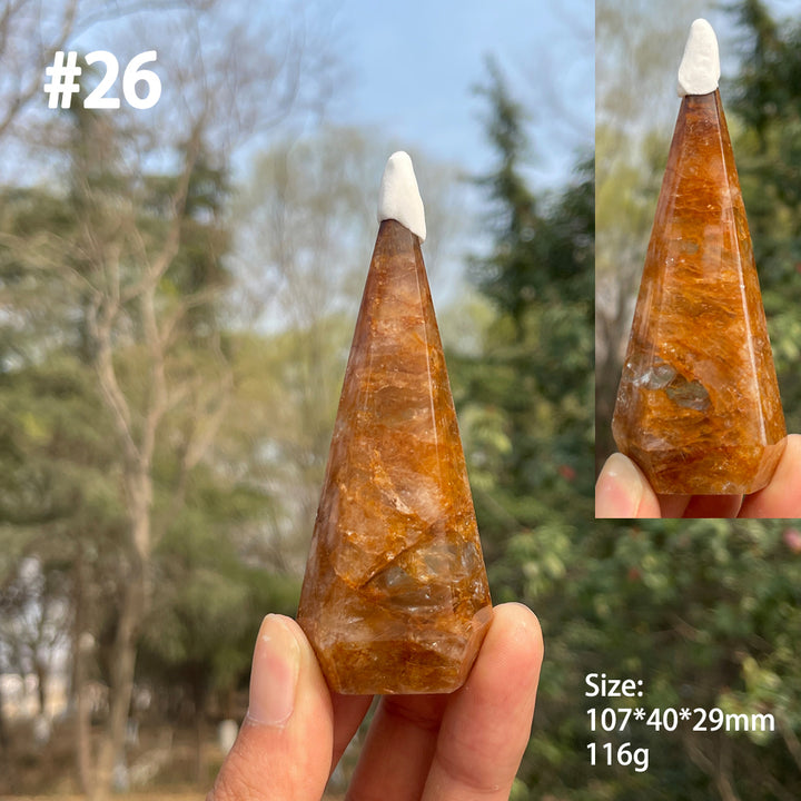 Unique,Natural Crystal Golden Healer Diamond Tower